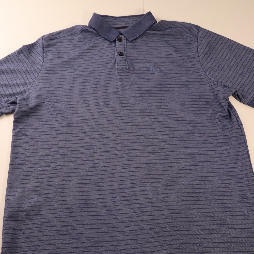Tommy Bahama Polo Shirt Men's Blue Striped Short Sleeve Size L - Picture 7 of 9